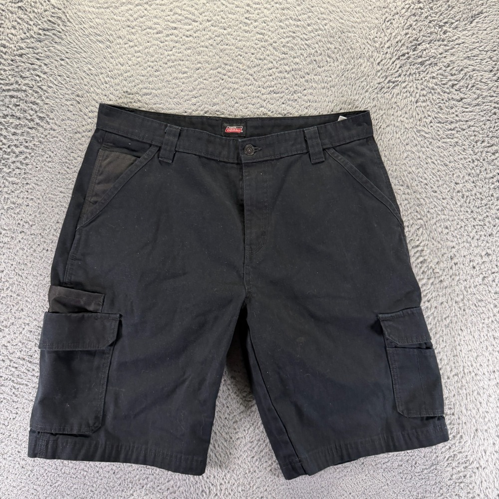 Dickies Shorts Mens 34 Black Cotton Cargo Utility Summer Workwear Carpenter